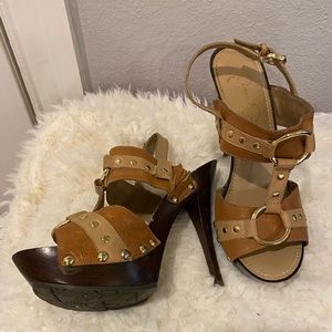 Jessica Simpson leather with gold brads; size 6